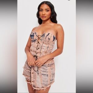 Acid Wash Distressed Wrap Over Skirt